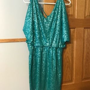 Teal shimmer dress